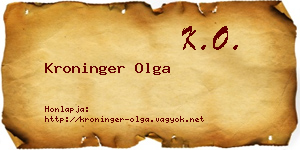 Kroninger Olga névjegykártya